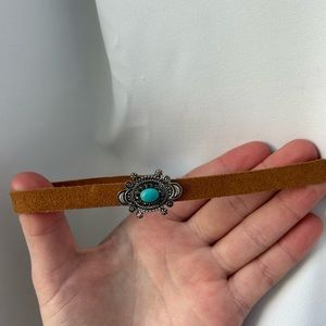 Leather turquoise choker